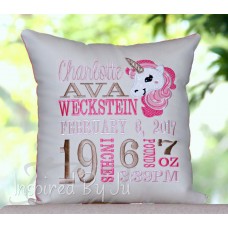 Unicorn Head - Birth Announcement Pillow